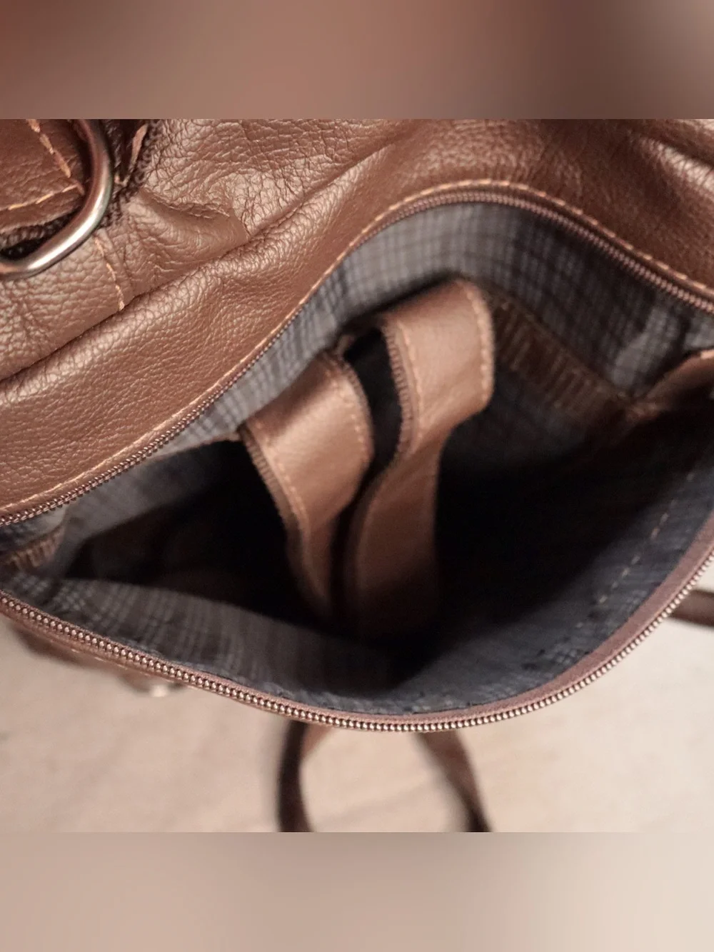 Bagaggio Brown Leather Convertible Laptop Briefcase Backpack Travel Bag⁠